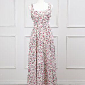 Red Dress Flower Maxi Dress Medium